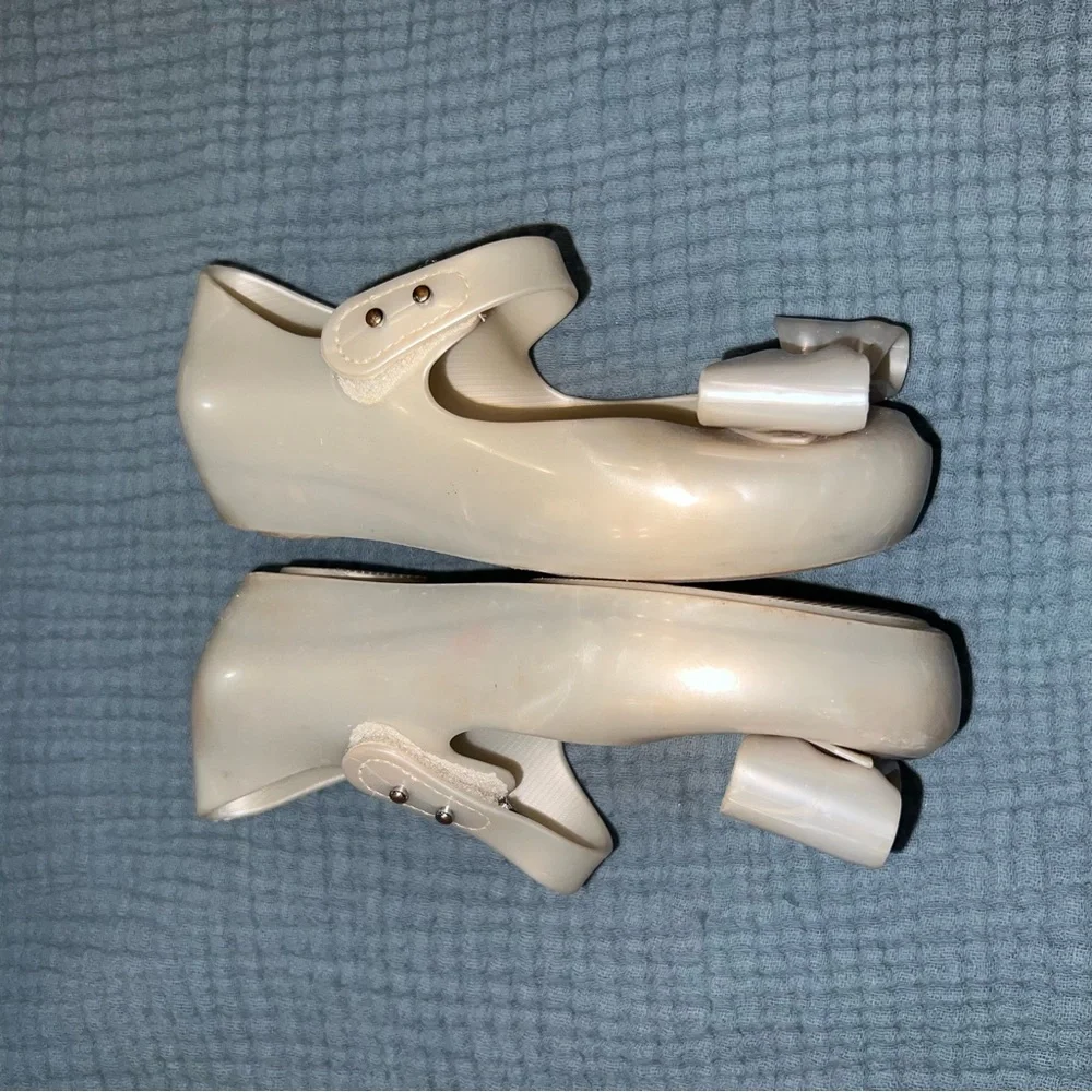 Mini Melissa Cream Bow Mary Jane Shoes